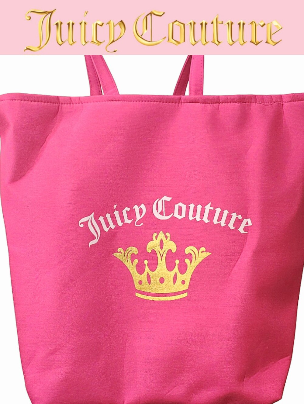 Juicy Couture Home Gold Foil Crown Logo Decorative Laundry Tote
